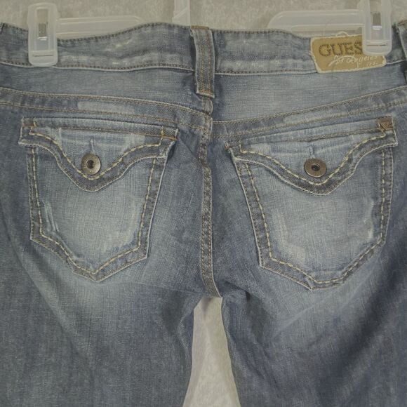 Guess Jeans Womens Size 30 Flirty Straight Stretch Ripped Distressed Whiskering - Picture 4 of 16